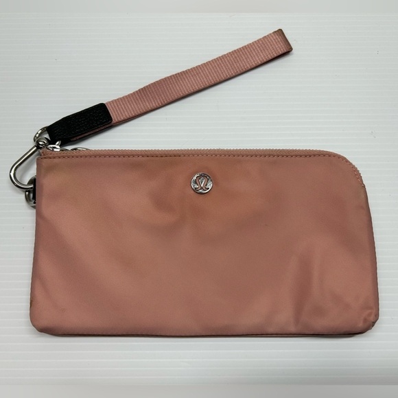 Lululemon Now and Always Pouch Salmon Pink Silver Hardware Removable Wrist Strap - Picture 3 of 11